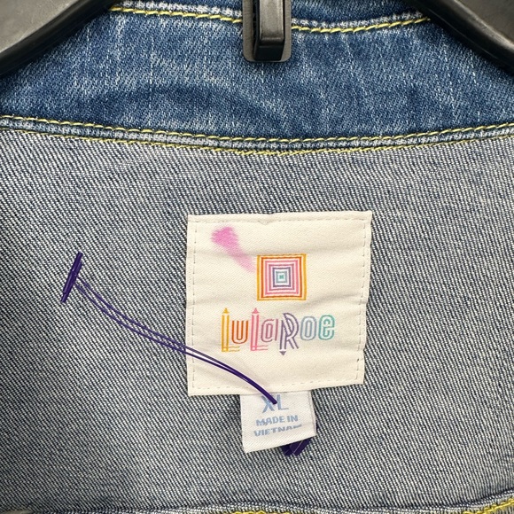 Lularoe Jaxon Embroidered Jean Jacket Aztec Boho Size XL - Picture 4 of 5